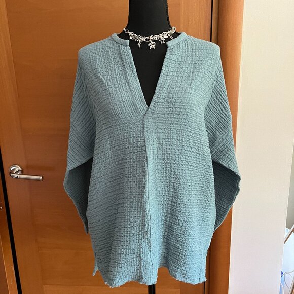 Zara Tops - Zara Puckered Cotton Gauze Relaxed Oversized Tunic Style Top Size XS NWT